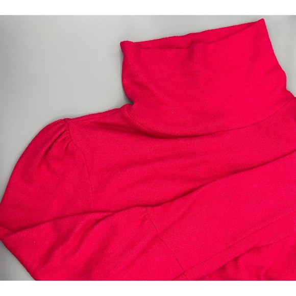 By Anthropologie Red‎ Puff Sleeve Turtleneck Top Womens XS Made in Turkey - Picture 2 of 8